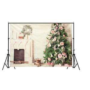 7x5ft Christmas Tree Fireplace Photography Backdrop Photo Studio Prop Background