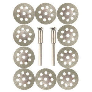 10pcs 22mm Diamond Coated Saw Blade 9 Holes Cutting Discs with 2pcs Mandrel for Dremel