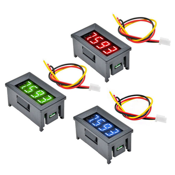 Mini 0.36 Inch Digital LED Display 4 Bits DC 0V-100V Voltmeter Meter Tester 3 Wires Voltage Meter Panel Tester Red /Blue /Green