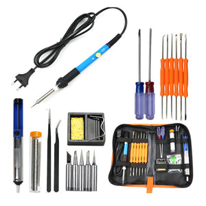 220V 60W Adjustable Temperature Electric Solder Iron Kit+5pcs Tips Portable Welding Repair Tool