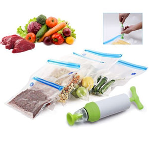 IPRee 5 Pcs Storage Bags Vacuum Food Sealer Packaging Manual Hand Pump Outdoor Travel Kitchen Tools