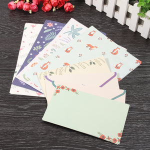 Cute Finely Flower Animal Letter pad Writing Paper Office School Supplie 4 paper and 2 envelopes Set