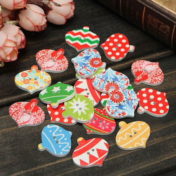 20pcs Christmas Wooden Sewing Buttons DIY Craft Purse Baby Clothes Decoration Sewing Button