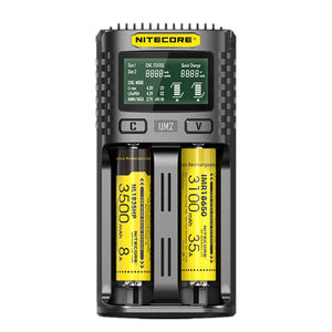 NITECORE UM2 LCD Screen Display 5V/2A Lithium Battery Charger 2-Slots Smart Rapid Charger For NITECORE 18650 Battery