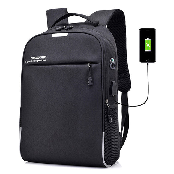 Men Coded Lock Anti-theft USB Charging Laptop Bag Business Travel Backpack