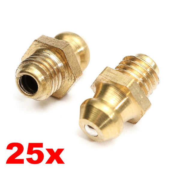 25Pcs 1/4-28 SAE-LT Steel Zinc Taper Thread Straight Grease Zerk Nipple Fitting