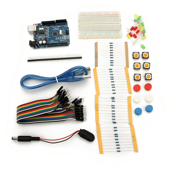 UNO R3 With Mini Breadboard LED Jumper Resistor Kit For Basic Arduino Starter