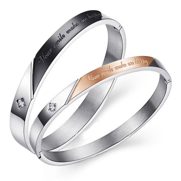 Trendy Titanium Steel Couple Bracelets Bangle Relationship Bracelet for Men Women