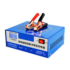 12V/24V Battery Charger LED Display Automatic Intelligent Pulse Repair Car Motorcycle Scooter Universal