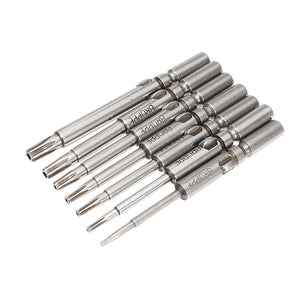 BROPPE 7Pcs 801 T6-T20 Torx Screwdriver Bit Set 5mm Round Shank Electric Screwdriver Bits