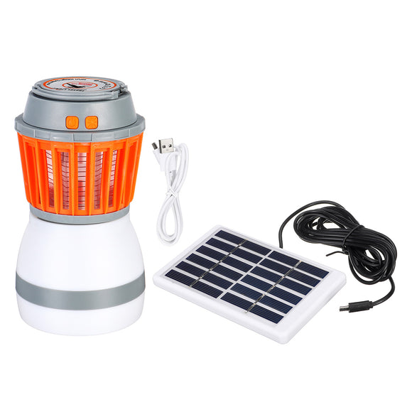 Solar Panel LED Electric Mosquito Dispeller Fly Bug Insect Pest Trap Killer Waterproof USB Light