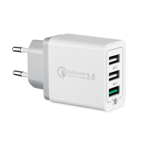 3 USB Ports 3A QC3.0 EU Wall Travel Charger For iphoneX 8/8Plus Samsung S8 Letv Xiaomi6 mi5 mi6