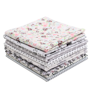 9PCS DIY Grey Handmade Cotton Plain Fabric Craft  Batiks Cloth Assorted Square Quilting Set