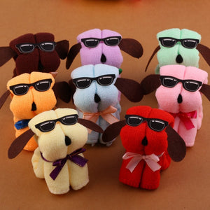 3Pcs Microfiber Cotton Towel Hot New Dog Cake Shape&Sun Glassess Towel Cotton Washcloth