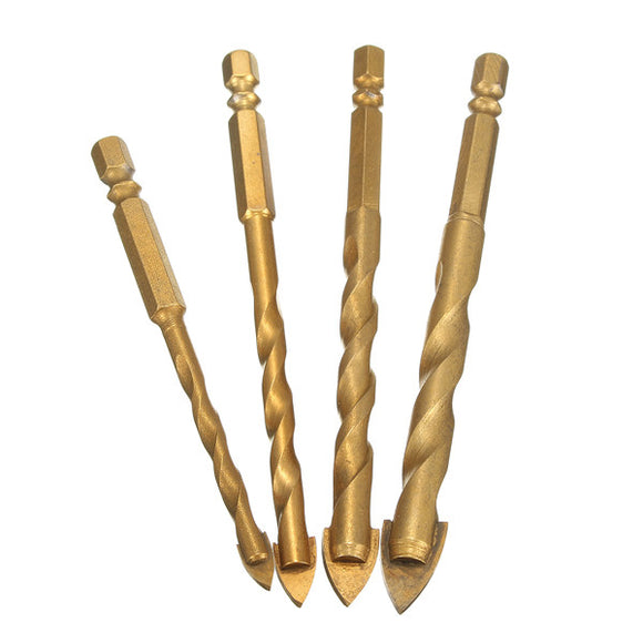 Hex Shank Titanium Coated Tungsten Carbide Tile Glass Flat Spear Head Drill Bit 6/8/10/12mm