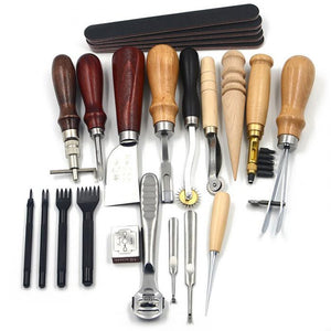 18Pcs/Lot Craft DIY Leather Hole Punches Tools Punch Edger Belt Puncher Set Leather Hand Tools