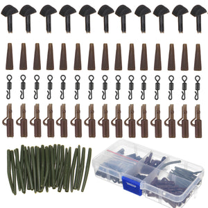 120Pcs Carp Fishing Tackle Box Lead Clips Hooks Swivels Needles Terminal Rigs Fishing Tool