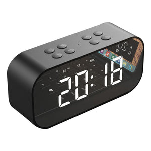 LEORY BT501 Wireless bluetooth 5.0 Speaker Dual Alarm Clock LED Display Stereo TF Card Mic Speaker