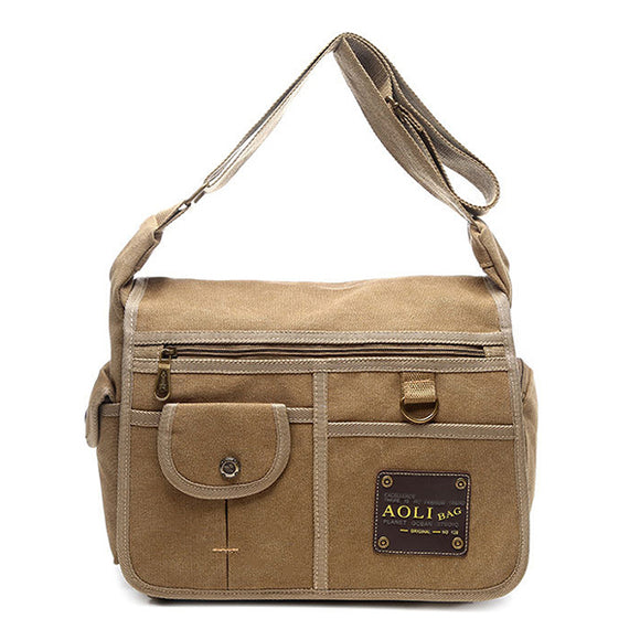 Vintage Canvas Large Capacity Casual Multi-pocket Crossbody Bag For Men