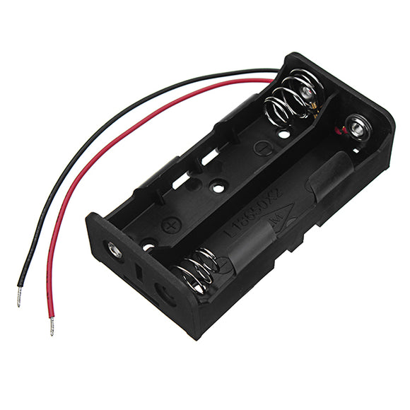 New Version DC 7.4V 2 Slot Double Series 18650 Battery Holder Box Case With 2 Leads And Spring