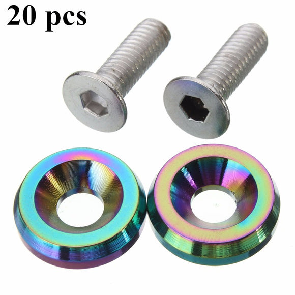 20PCS Billet Aluminum Fender Bumper Washer Engine Bay Dress Up Kit Neo Chrome