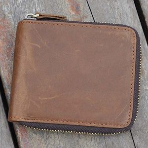 Men Coin Bag Large Capacity Genuine Leather Vintage Fashion Bifold Wallet