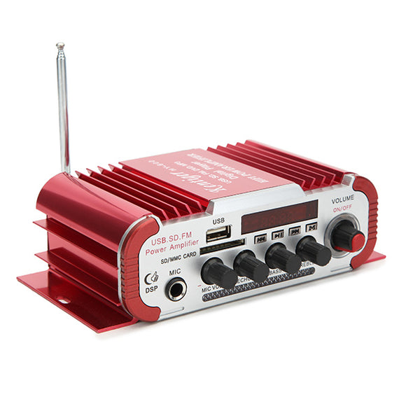 Kentiger HY600 12V Red Car and Motorcycle Dual Channel Universal Amplifier with Microphone