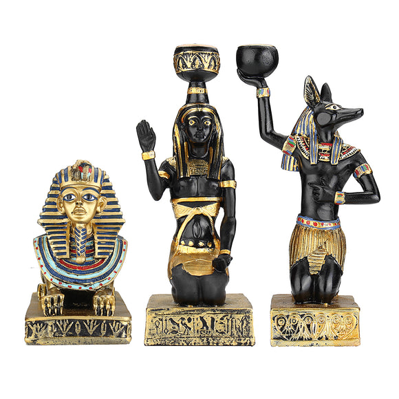 Resin Egyptian Figurine Candle Holder Anubis Vintage Statue Craft Home Decorations Gift