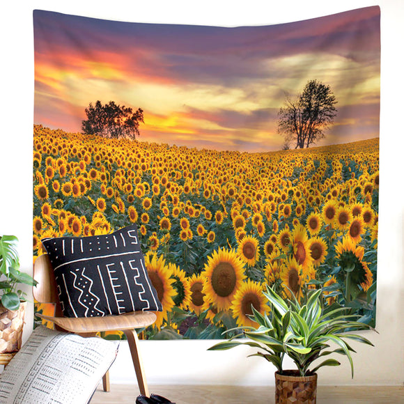 Sunflower Painting Tapestry Wall Hanging Flower Patterned Beach Towel Bedroom Home Decorations