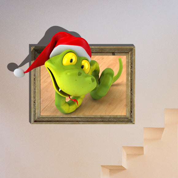 3D Baby Kids Room Cartoon Snake Wall Decals Removable Paper Christmas Santa Stickers Ar