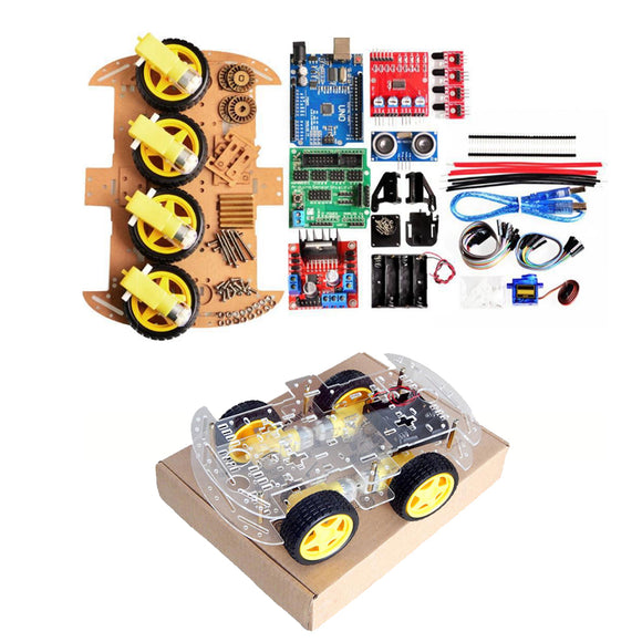 4WD DIY Smart Chassis Car Kit  For Arduino with UNO-R3 + Ultrasonic Module+Motor drive board