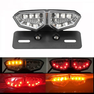 12V Motorcycle 18 LED Tail Brake Light Turn Signal License Plate Lamp Clear Lens