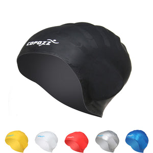 Copozz Silicone 3D Swimming Cap Diving Waterproof Swim Pool Hat Ear Care Protector For Men Women