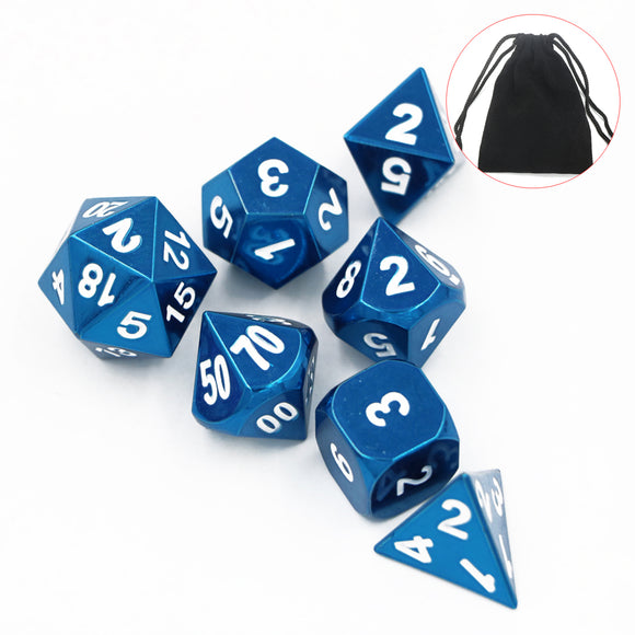 7Pcs Zinc alloy Polyhedral Dices DND RPG MTG Role Playing Game With Storage Bag