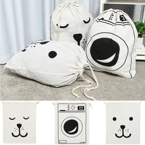 Cotton Sack Drawstring Storage Bag Toy Shoes Laundry Travel Stuff Clothes