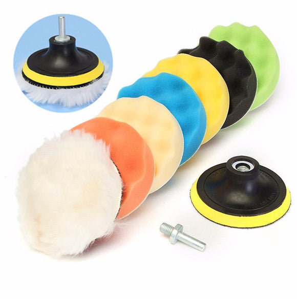 Drillpro 8Pcs 6 Inch Sponge and Woolen Polishing/Buffing Pad Kit For Car Polisher