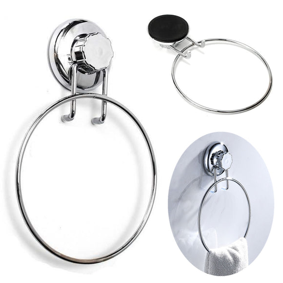 Towel Ring Holder Chrome No-Drilling Suction Cup Bathroom Kitchen Accessory Towel Holder