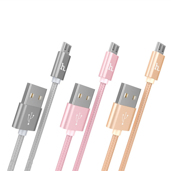 Original HOCO Micro USB 2.1A 1m Nylon Braided Wire Charging Data Cable For Samsung Huawei Xiaomi