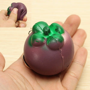 Squishy Mangosteen Tropical Fruit Squishy 5.5*5cm Key Chain Phone Bag Strap Pendant Decor Gift