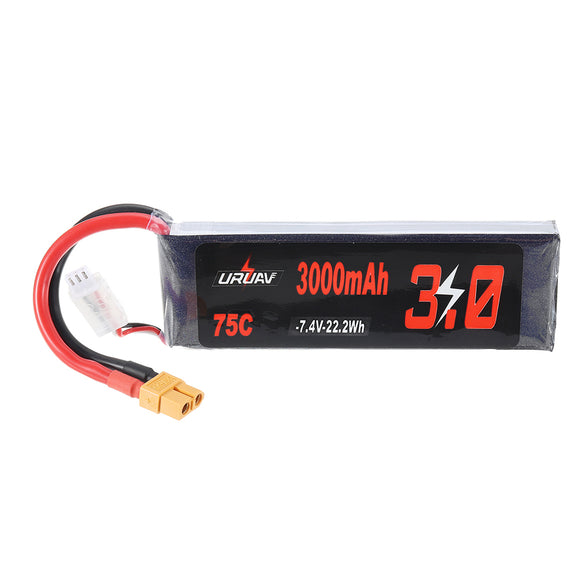 URUAV 7.4V 3000mAh 75C 2S Lipo Battery XT60 Plug for RC Drone RC Car