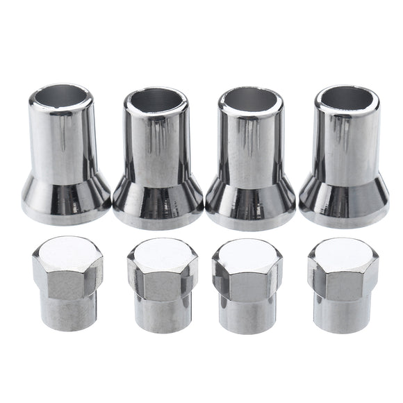 4Pcs TR413 Chrome Car Truck Tire Wheel Tyre Valve Stem Hex Caps W / Sleeve Covers