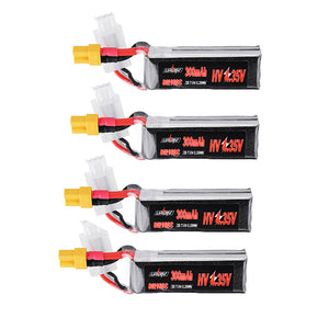 4Pcs URUAV 7.6V 300mAh 80C/160C 2S HV 4.35V Lipo Battery XT30 Plug for BETAFPV Whoop Quadcopter