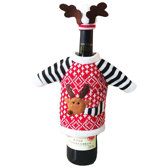 Christmas Wine Bottle Cover Christmas Decoration for Home Christmas Deer Elk Red Wine Champagne Bott