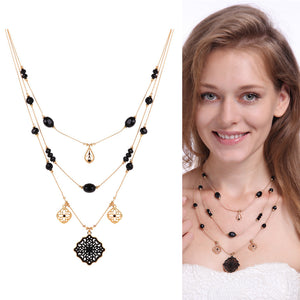 Bohemia Beads Multilayer Crystal Pendant Necklace For Women