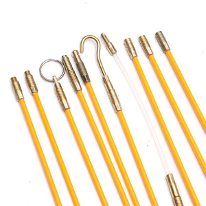 15Pcs 30FT Fiberglass Running Cable Wire Kit Coaxial Electrical Cable Installing  Rods Tool