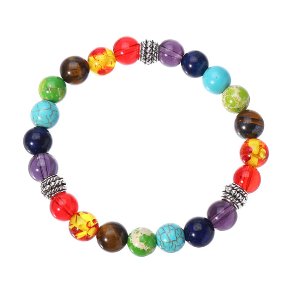 8mm Colorful Balance Beads Balls Yoga Reiki Prayer Gemstone Chakra Heart Bracelet Gift for Women