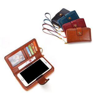 Women Oil Wax Genuine Leather 4.7/5.5 Inch Phone Bag 7 Card Slot Wallet Multi-function Bags