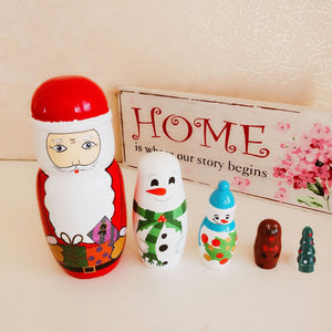 5PCS Matryoshka Doll Russian Nesting Wooden Doll Set