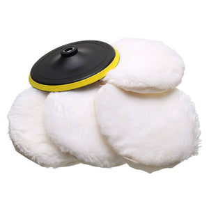 5pcs 7 Inch Polished Soft Wool Bonnet with Attachment Wheel Pad Polishing Tool