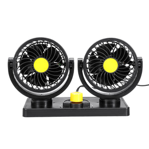 24V 360 All-Round Mini Auto Air Cooling Dual Car Fan Adjustable Low Noise